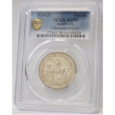 AUSTRALIA 1934/5 . FLORIN . PCGS AU58